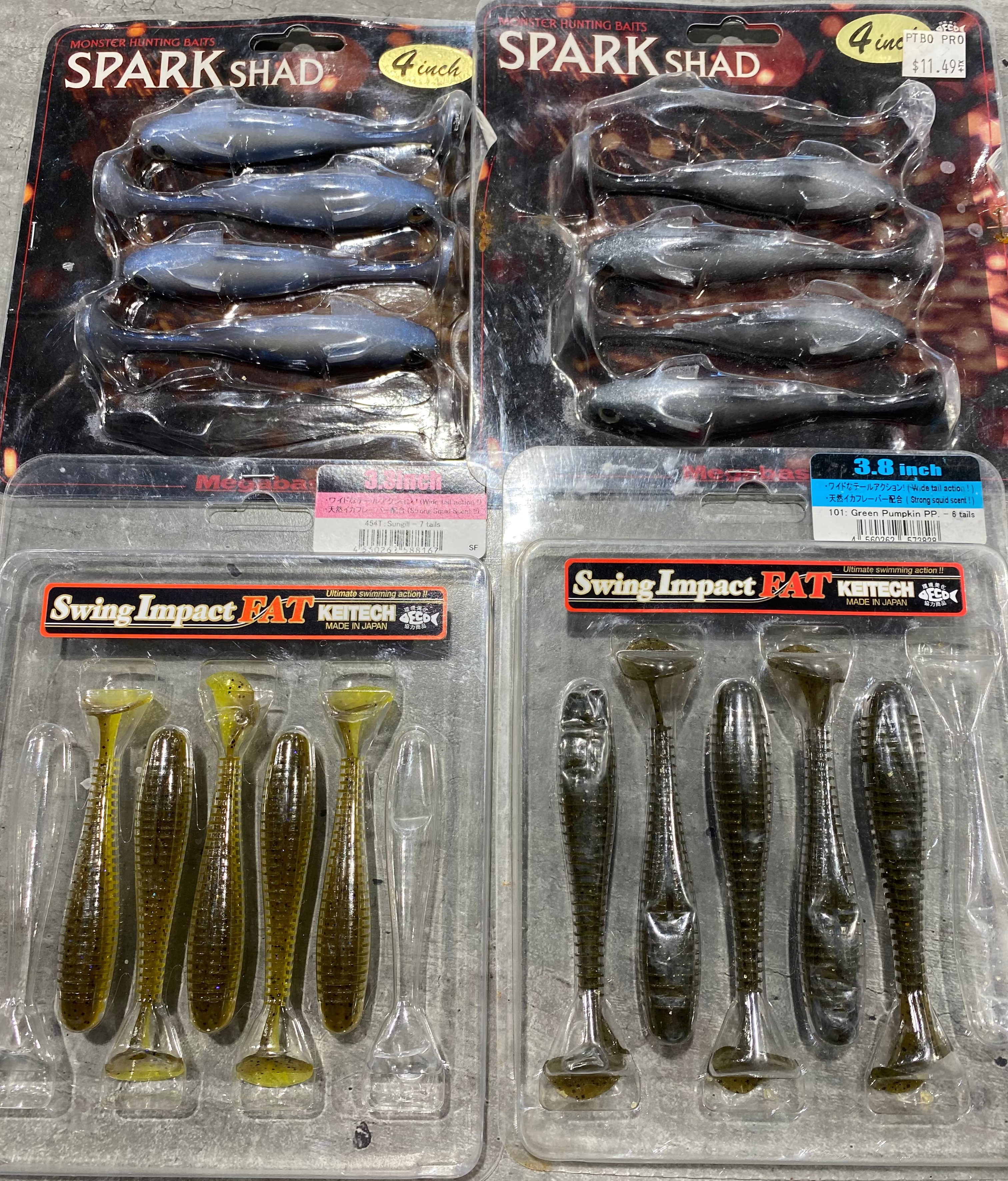 Keith 3.8", 3.3" Swing Impact Fat and Megabass 4" Spark Shad
