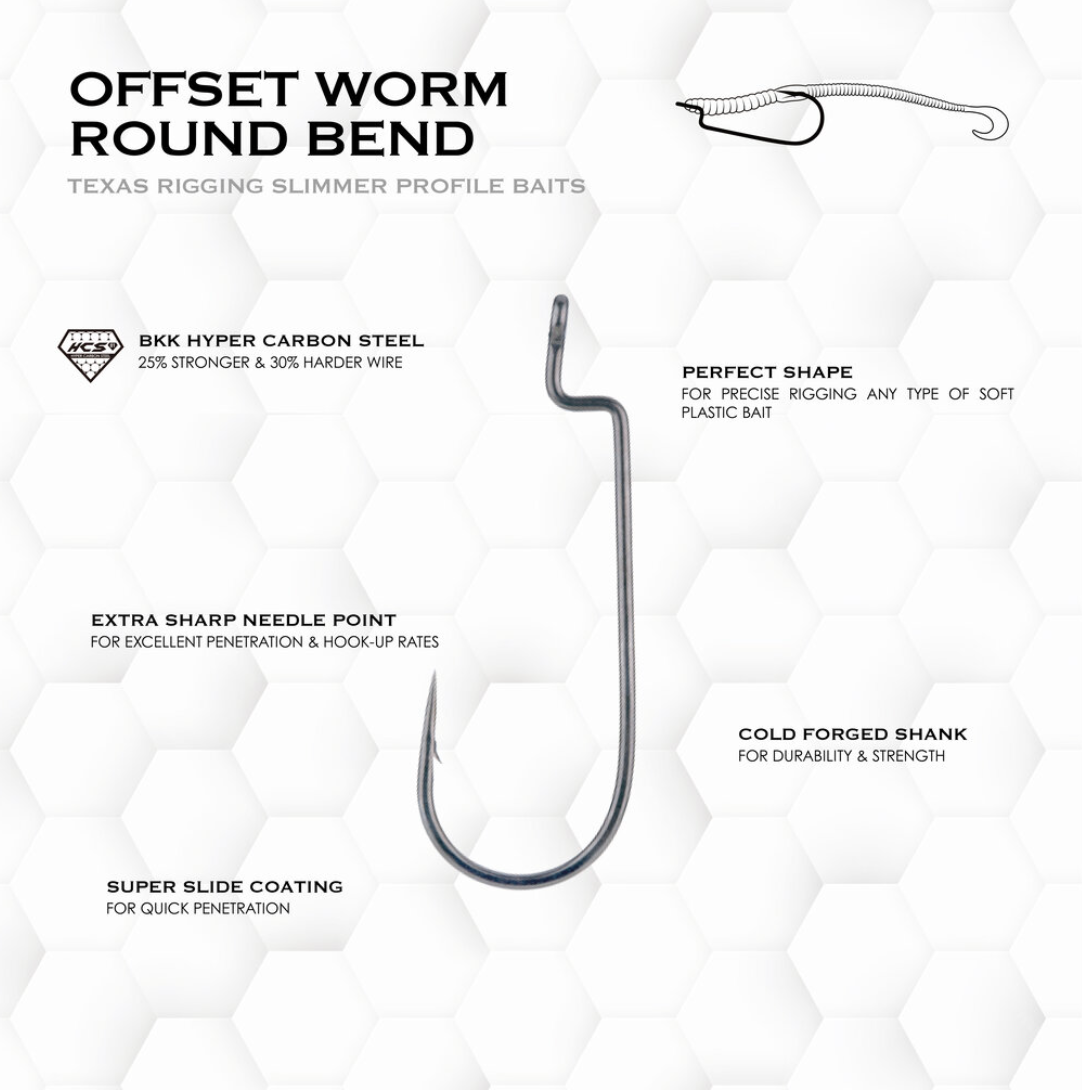 BKK Offset Worm Round Bend Hook