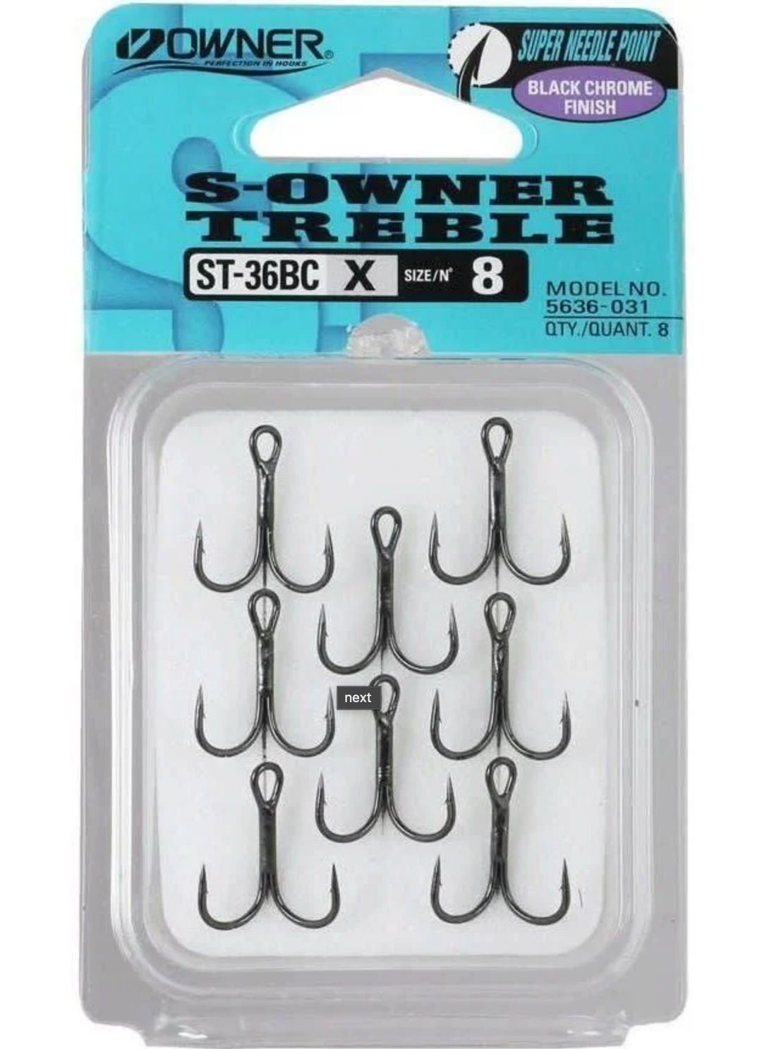 Owner Stinger Treble Hook Black Chrome ST-36