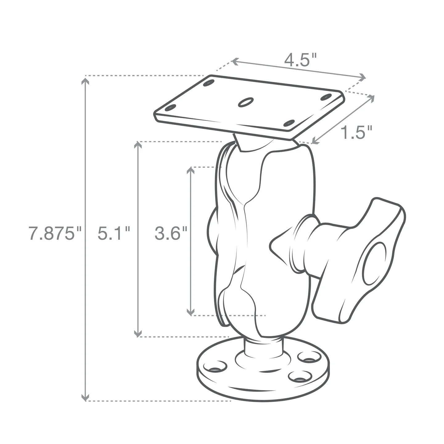 RAM Drill-Down Ball Mount for Humminbird Helix 8-10 & Solix 10