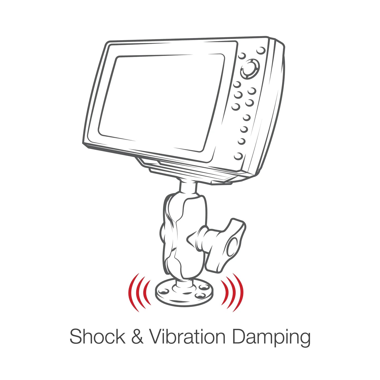 适用于 Humminbird Helix 8-10 和 Solix 10 的 RAM 钻孔球座