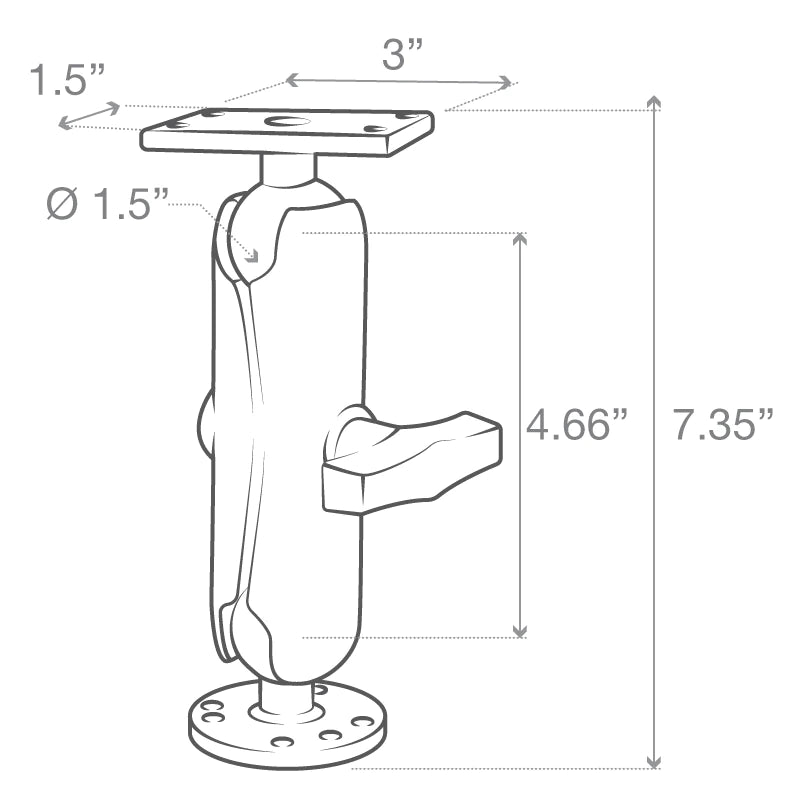 RAM Drill-Down Double Ball Mount for Humminbird Helix 5